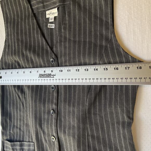 VINTAGE Hillard & Hanson Women Dress 10 Gray Striped Shirt Dress Classic Button - Picture 5 of 11